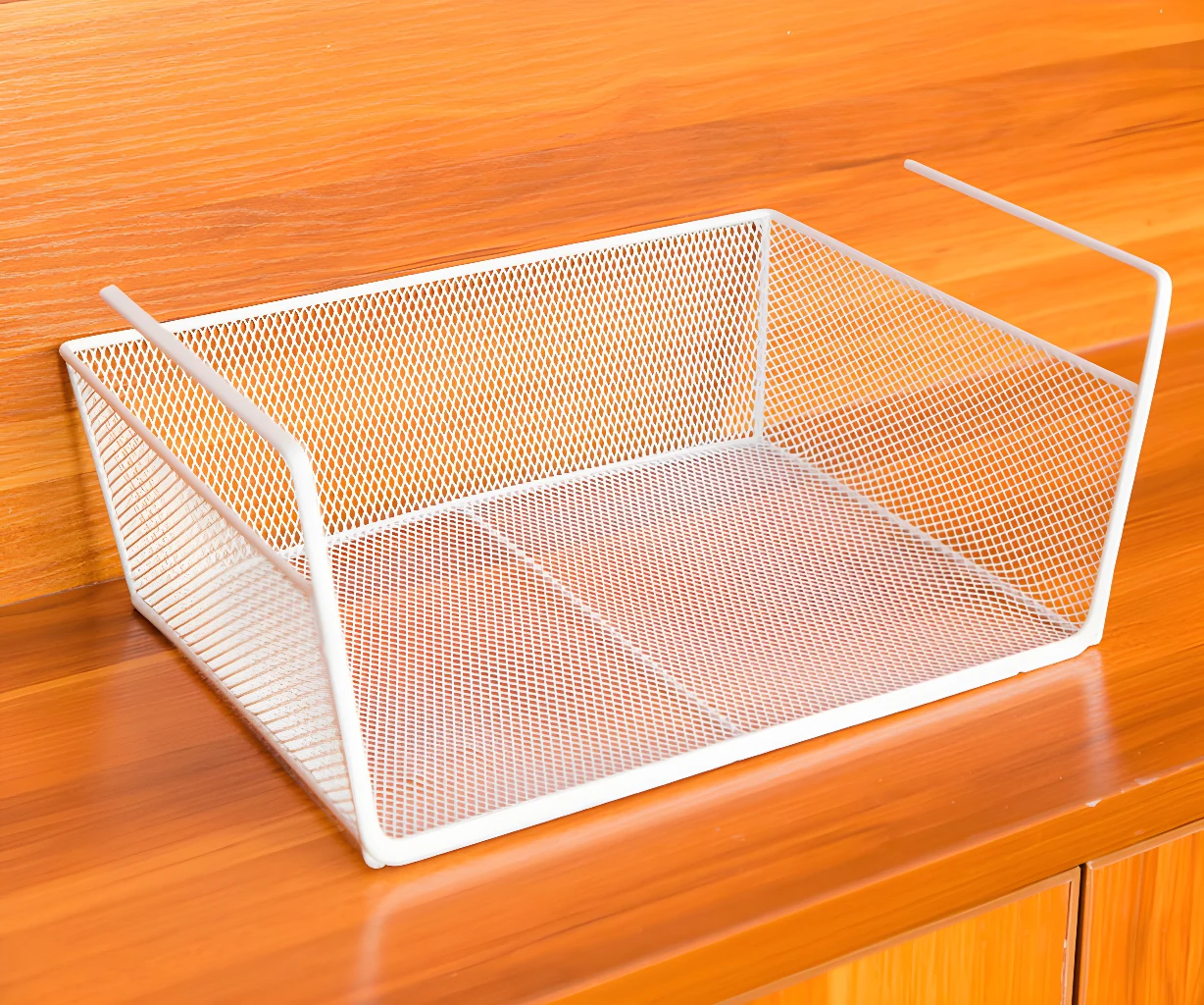 Organizador multiusos Gabeta blanco metálico, ideal para estanterías.