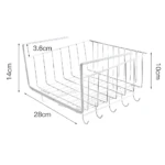 Organizador multiusos X1 blanco, canasta colgante de alambre, 28x14x10cm, para nevera o armario.