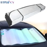 Parasol para carro plegable y reflectante que se ajusta al parabrisas.