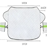 Parasol para parabrisas de automóvil, 147 cm de ancho y 100 cm de alto, con cubiertas para espejos.