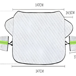 Parasol para parabrisas de automóvil, 147 cm de ancho y 100 cm de alto, con cubiertas para espejos.