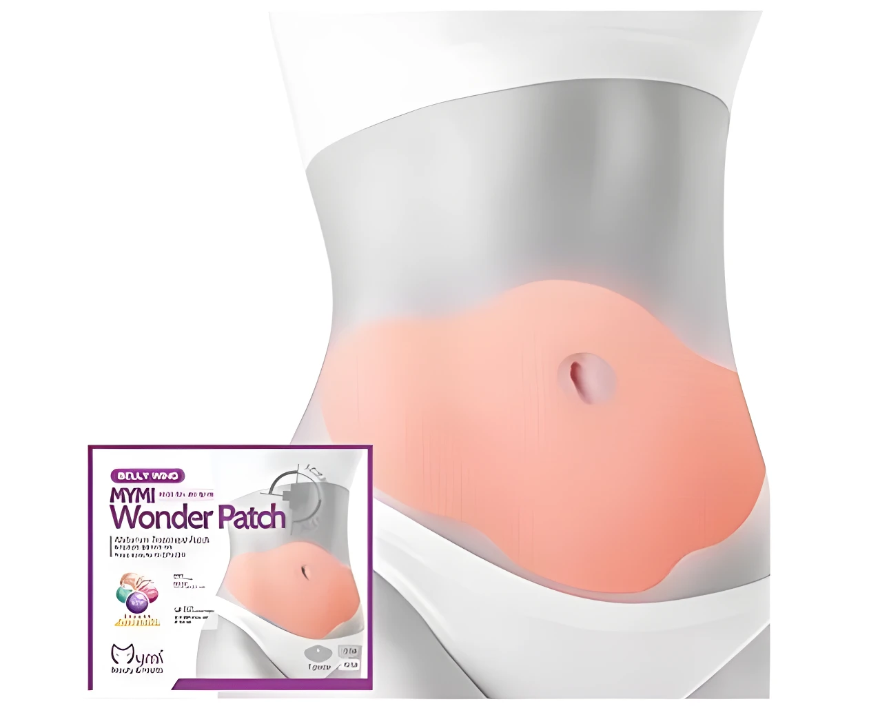 Parche MYMI Wonder Patch para abdomen, mejora la apariencia de la piel en la zona.