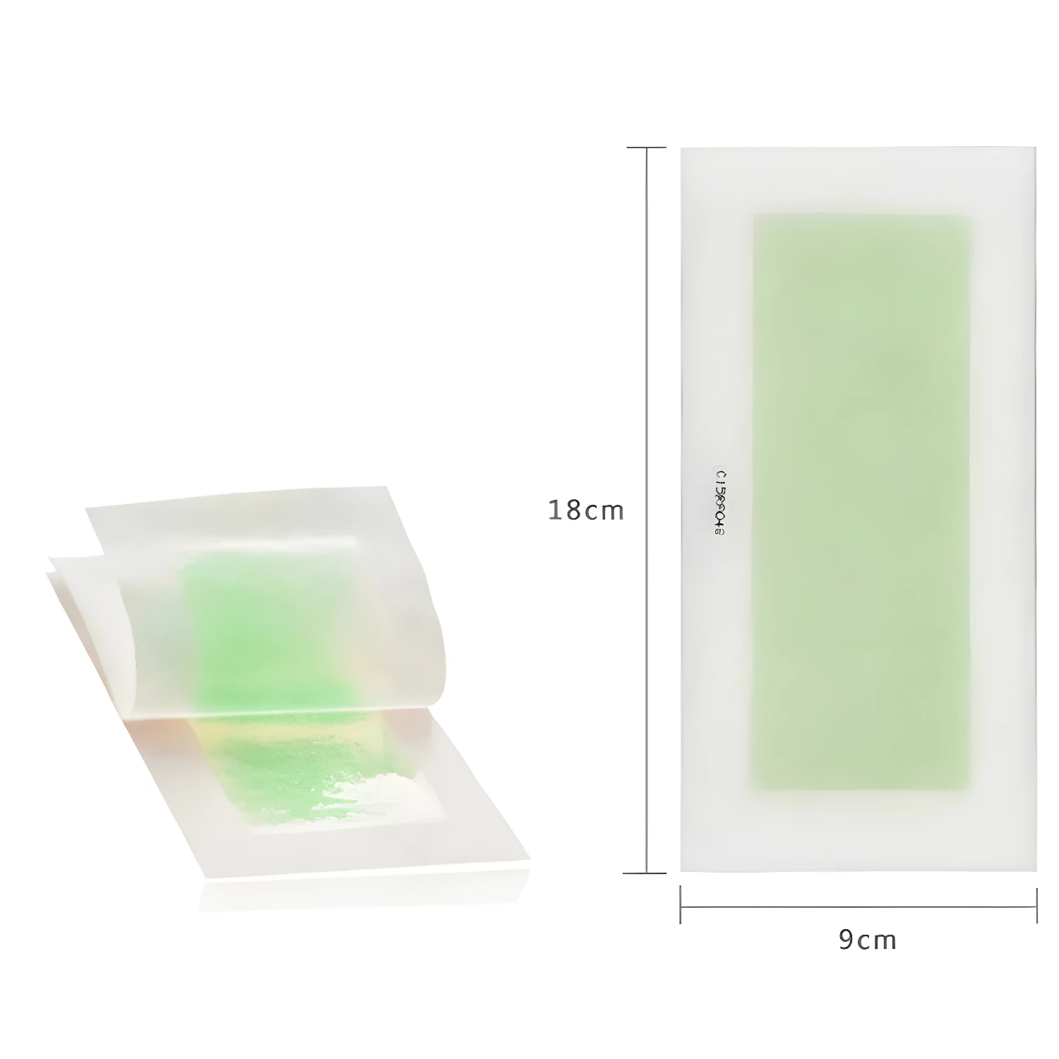 Parches depiladores Hanei x10, con banda verde y medidas 18x9cm.