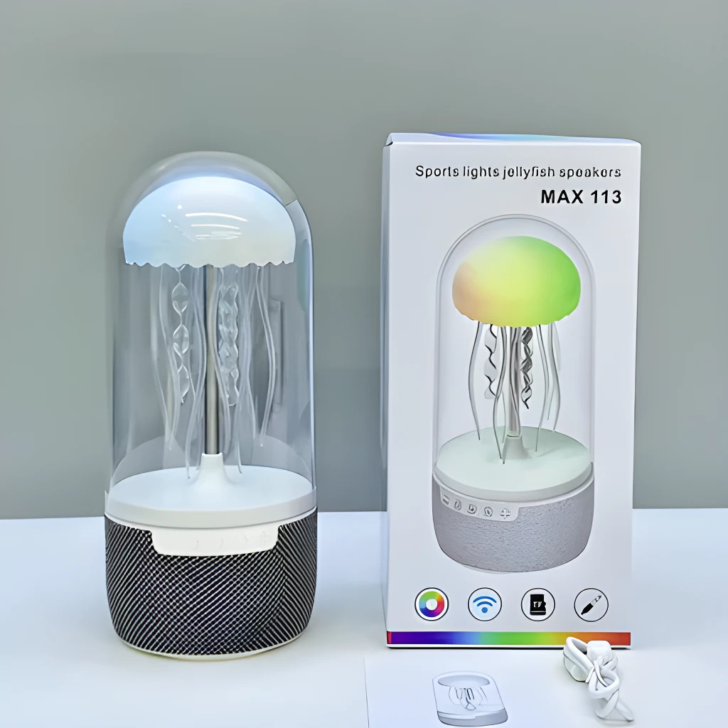 Parlante lámpara medusa LED con control de colores y música, modelo Zo MAX 113.