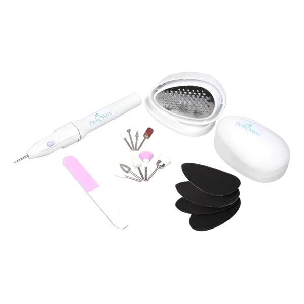 Pedi Mate pulidor de uñas: set eléctrico con accesorios para pedicura y lima.