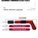 Pistola clavadora neumática para acero, 335 mm de largo, con 2 tubos de posicionamiento.
