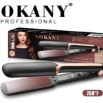 Plancha de pelo profesional Sokany 750°F Max SK-1907, color negro y oro, con tecnología de iones negativos.