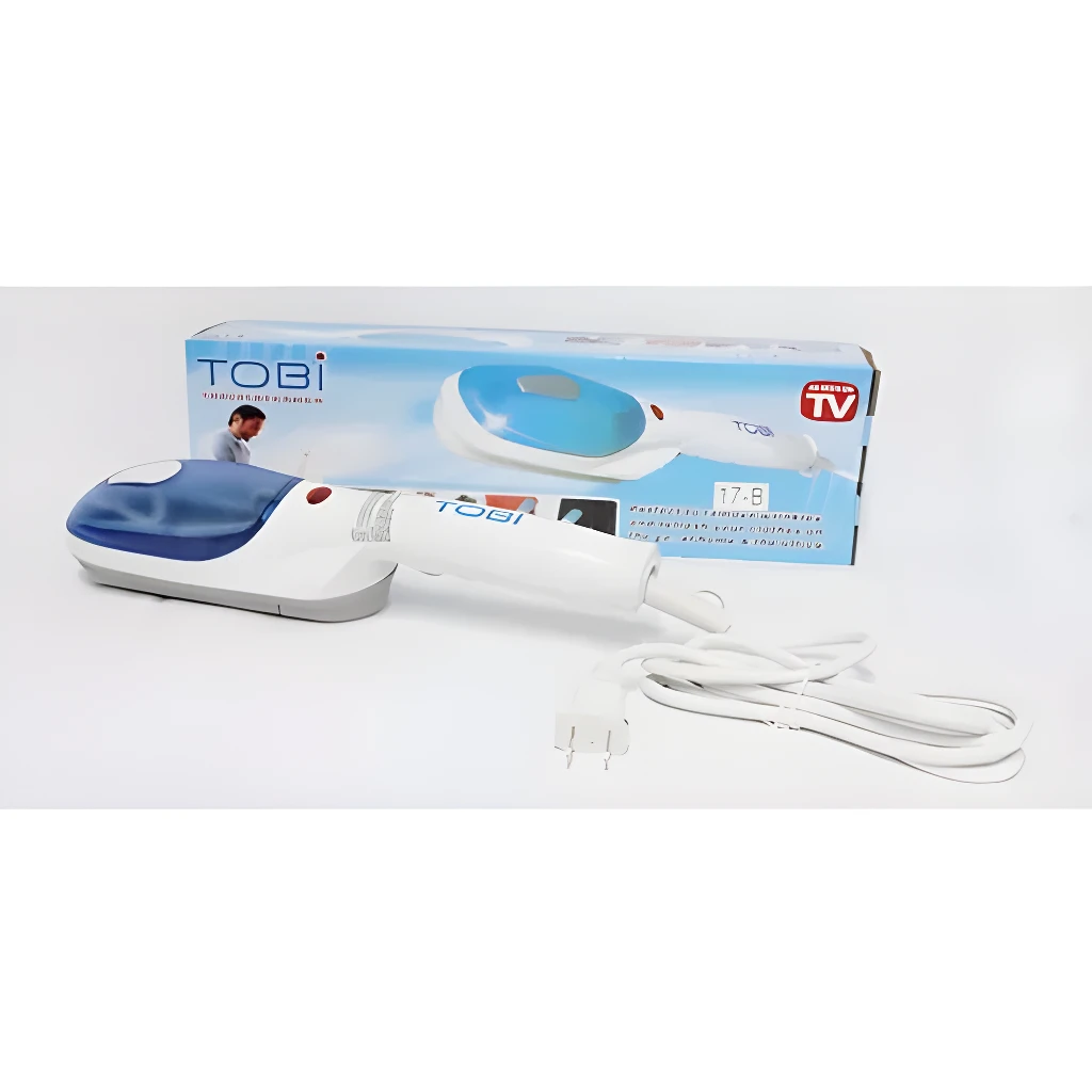 Plancha portátil Tobi de vapor para ropa, elimina arrugas y olores, ideal para viajes.