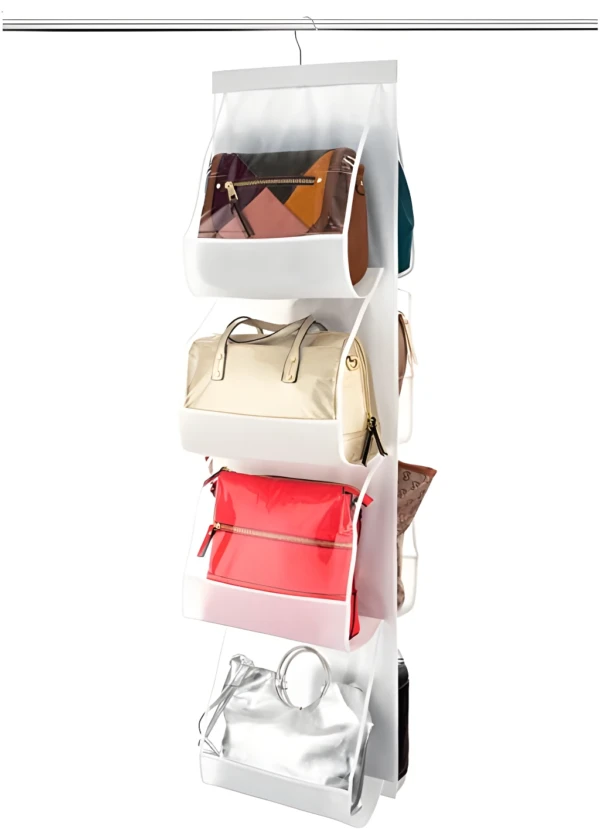 Organizador colgante de bolsos de mano, carteras y accesorios para armario.