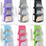 Colgador de bolsos colgante con 4 niveles, ideal para organizar carteras en el armario.
