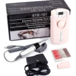 Pulidor de uñas Inalambrico STE-101 rosa con brocas y cargador.