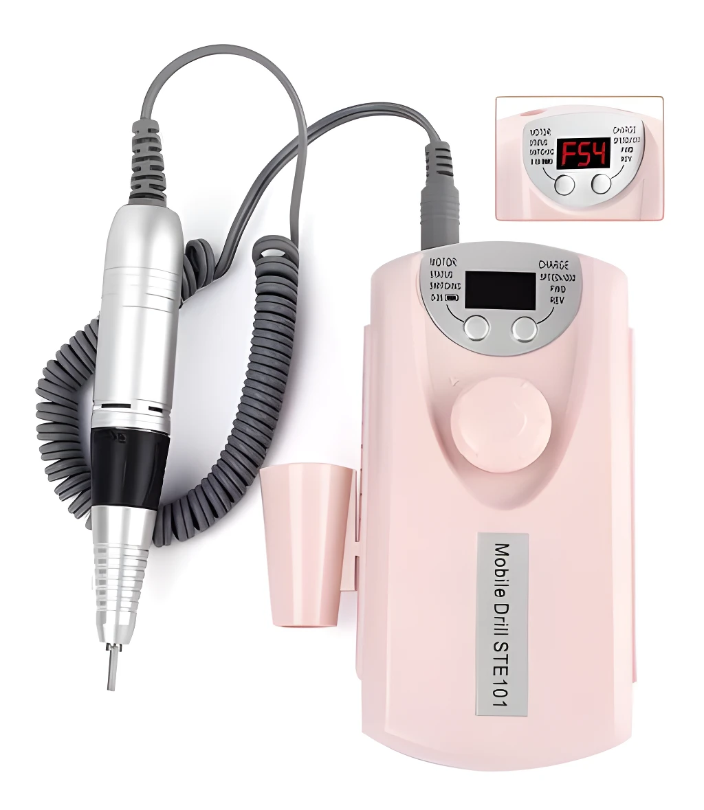 Pulidor de uñas inalámbrico rosa STE101 con taladro y display digital F54