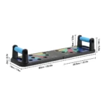 Soporte profesional de flexiones con agarraderas azules y marcado de posiciones, 65cm.