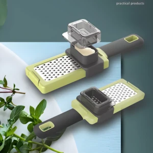 Rallador de ajo WisHome con tapa, ideal para picar ajo finamente de forma segura.