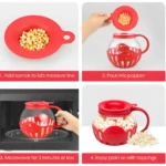 Recipiente para crispetas en horno microondas, listo para usar y disfrutar.