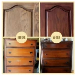 Reparador de Madera Bee Repair antes y después: madera lijada y restaurada.