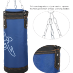 Saco de boxeo azul Sport 90cm con cadena metálica resistente para entrenamiento.