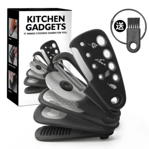 Set de cocina 6 en 1 con pelador, rallador y más utensilios para facilitar la preparación de alimentos.