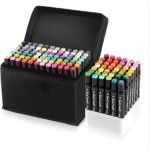 Set de marcadores Touch Mark doble punta, 60 piezas, colores surtidos en estuche negro