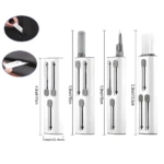 Set x2 Cepillo Limpiador Teclado, Auriculares y Pantallas con detalle de uso y medidas.