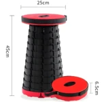 Butaco plegable redondo graduado, rojo y negro, 45cm alto, 25cm ancho, 6.5cm plegado