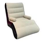 Sofá inflable reclinable color beige con reposapiés y apoya brazos, ideal para sala.