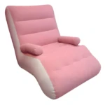 Sofá inflable rosa con reposapiés, silla de descanso ergonómica para relajación.