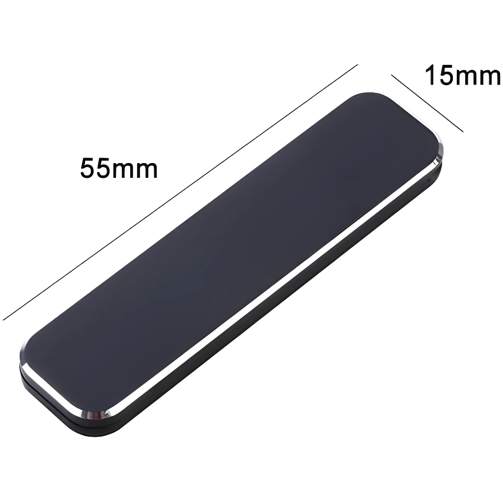 Set x2 soportes negros para celular de 55mm x 15mm, diseño alargado y elegante.
