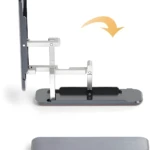 Set x2 soportes para celular plegables, ajustables, grises, para mesa.