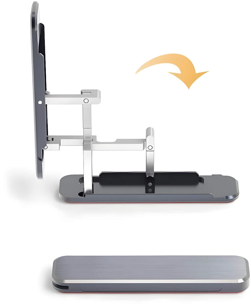 Set x2 soportes para celular plegables, ajustables, grises, para mesa.