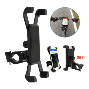 Soporte universal para celular y GPS en bicicleta o moto con vista 360°.