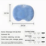 Tapete de baño antideslizante con ventosas, azul, 28x22 cm.