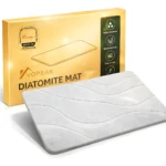 Tapete de tierra de diatomeas blanco con diseño ondulado, secado rápido para ducha y cocina.