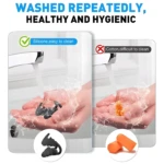 Tapones de oídos de silicona reutilizables, fáciles de limpiar, para dormir.