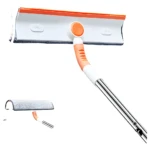 Trapeador limpiador de microfibra con mango extensible y cabezal giratorio para ventanas.