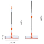 Trapeador de microfibra con mango telescópico extensible y duradero para limpieza de suelos.