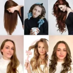 Tubo rizador de cabello sin calor en acción: rizos naturales y voluminosos.