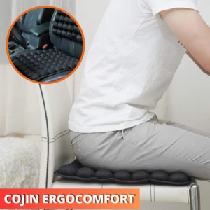 Tapete de silla ergonómico negro con diseño de burbujas, ideal para auto o silla de oficina.