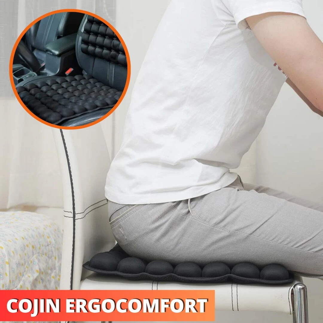 Tapete de silla ergonómico negro con diseño de burbujas, ideal para auto o silla de oficina.