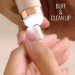 Lima eléctrica para uñas con punta de pulido y luz LED, ideal para refinar y limpiar el acabado.