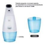 Dispensador jabón automático blanco y azul con sensor, 240ml y recipiente 330ml.