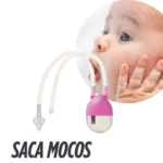 Aspirador nasal rosa para bebés, diseño ergonómico para limpieza de mocos fácil y segura.