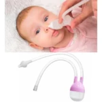 Aspirador nasal rosa para bebés, saca mocos con tubos flexibles y boquilla suave.