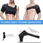 Hombrera térmica ajustable para terapia de calor para hombres y mujeres, de neopreno negro, para hombro izquierdo o derecho.