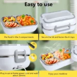 Lonchera Eléctrica Premium: llena, sella, conecta y disfruta tu comida caliente.