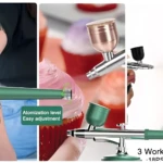 Aerógrafo inalámbrico verde para maquillaje, tatuajes temporales y repostería. Fácil ajuste de atomización.