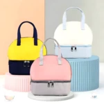 Bolsos nevera para leche materna: amarillo/azul, rosa/gris, blanco/celeste. Doble compartimento.