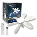Bombillo ventilador E27 blanco, 40W super silencioso, incluye control remoto y bombilla LED.