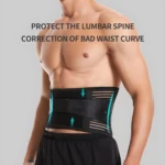 Faja ortopédica negra para hombre, protege columna lumbar y corrige curva de cintura.