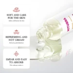 Jabón y sérum White con arbutina y nicotinamida: líquido claro en botella, para suavizar, refrescar e hidratar la piel.